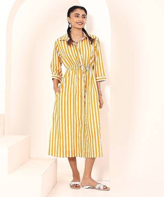 Navy blue tropical print angrakha style cotton kurta top 2