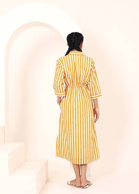 Navy blue tropical print angrakha style cotton kurta top 4