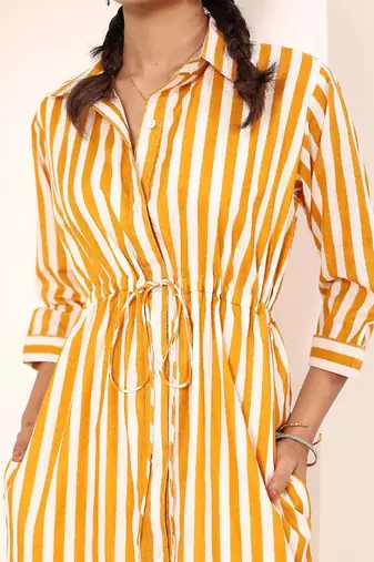 Navy blue tropical print angrakha style cotton kurta top