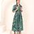 Navy blue tropical print angrakha style cotton kurta top