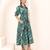 Navy blue tropical print angrakha style cotton kurta top