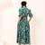 Navy blue tropical print angrakha style cotton kurta top