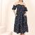 Navy blue tropical print angrakha style cotton kurta top