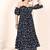 Navy blue tropical print angrakha style cotton kurta top