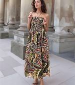 Navy blue tropical print angrakha style cotton kurta top