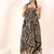 Navy blue tropical print angrakha style cotton kurta top