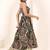 Navy blue tropical print angrakha style cotton kurta top