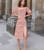 Navy blue tropical print angrakha style cotton kurta top