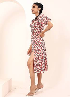 Navy blue tropical print angrakha style cotton kurta top 4