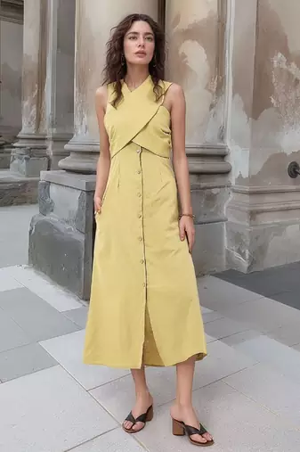 Navy blue tropical print angrakha style cotton kurta top