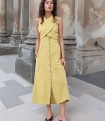 Navy blue tropical print angrakha style cotton kurta top