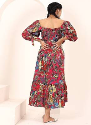 Navy blue tropical print angrakha style cotton kurta top 3