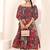 Navy blue tropical print angrakha style cotton kurta top