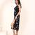 Navy blue tropical print angrakha style cotton kurta top