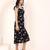 Navy blue tropical print angrakha style cotton kurta top