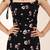 Navy blue tropical print angrakha style cotton kurta top