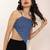 Navy blue tropical print angrakha style cotton kurta top