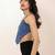 Navy blue tropical print angrakha style cotton kurta top