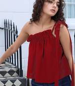 Navy blue tropical print angrakha style cotton kurta top