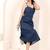 Navy blue tropical print angrakha style cotton kurta top