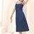 Navy blue tropical print angrakha style cotton kurta top
