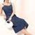 Navy blue tropical print angrakha style cotton kurta top