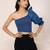 Navy blue tropical print angrakha style cotton kurta top