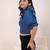 Navy blue tropical print angrakha style cotton kurta top