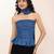 Navy blue tropical print angrakha style cotton kurta top