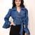 Navy blue tropical print angrakha style cotton kurta top