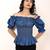 Navy blue tropical print angrakha style cotton kurta top