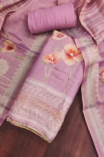 Women's onion cotton silk embroidered unstitched dress material