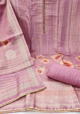 Women's onion cotton silk embroidered unstitched dress material 3