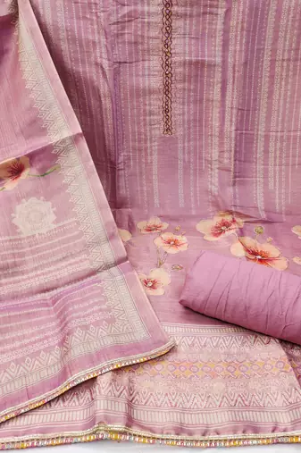 Women's onion cotton silk embroidered unstitched dress material