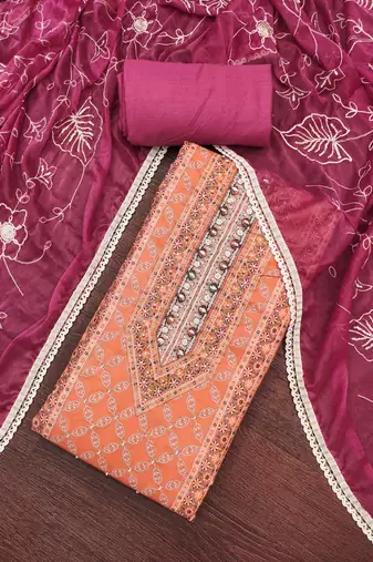 Women's rani cotton handwork unstitched dress material