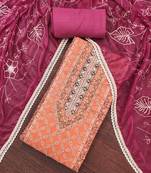 Women's rani cotton handwork unstitched dress material