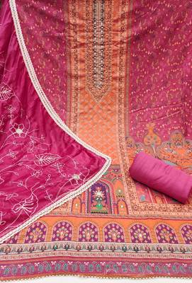 Women's rani cotton handwork unstitched dress material 3