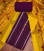 Women's purple premium roman cotton embroidered unstitched dress material