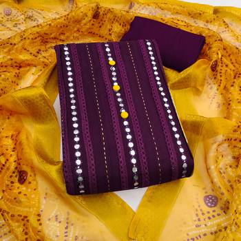 Women's purple premium roman cotton embroidered unstitched dress material 2
