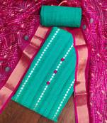 Women's rama blue premium roman cotton embroidered unstitched dress material