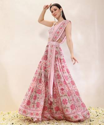 multicolor Floral printed georgette Lehenga 2