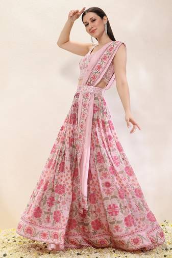 multicolor Floral printed georgette Lehenga