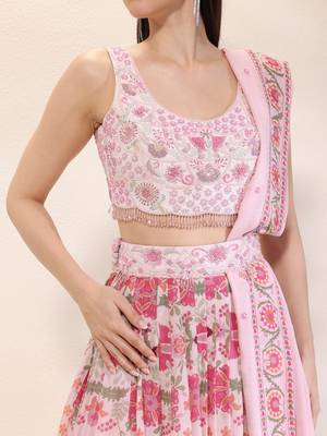 multicolor Floral printed georgette Lehenga 3