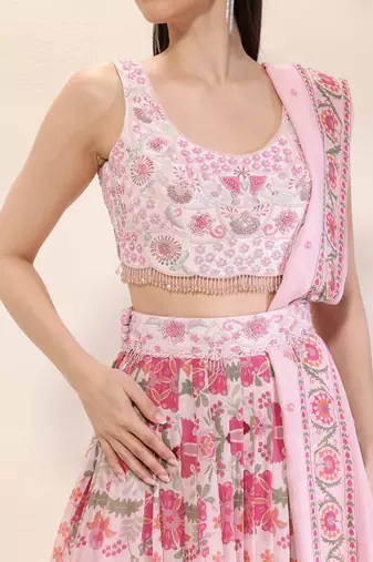 multicolor Floral printed georgette Lehenga