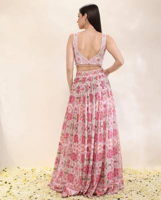 multicolor Floral printed georgette Lehenga 4