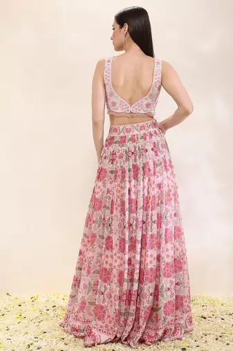 multicolor Floral printed georgette Lehenga