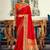 Women's red soft silk woven woven saree with unstitched blouse piece