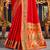 Women's red soft silk woven woven saree with unstitched blouse piece