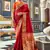 Women's maroon soft silk blend woven saree with unstitched silk blend blouse piece