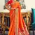 Women's orange soft silk blend woven saree with unstitched silk blend blouse piece